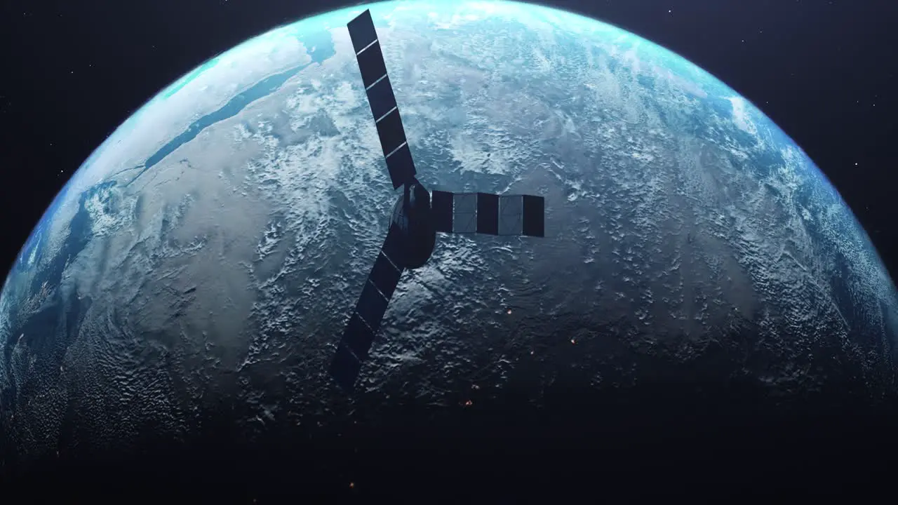 Planet Earth From Space Satellite Orbiting Planet animation