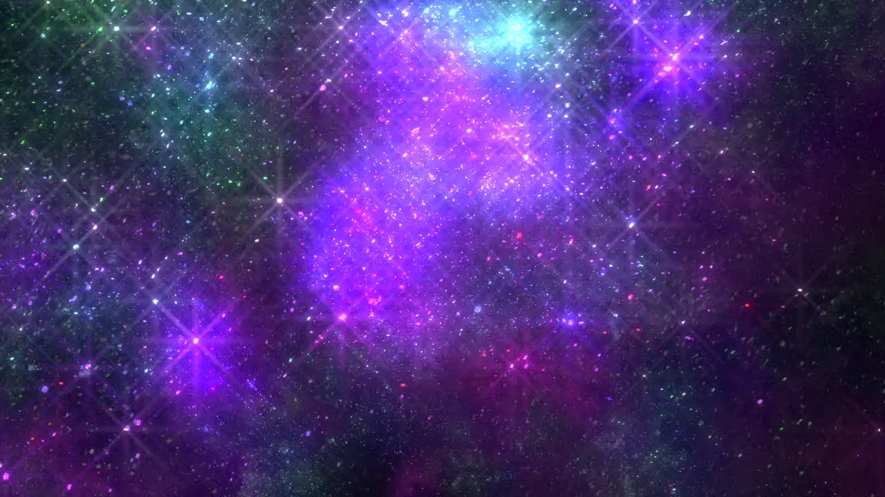 Cosmic symphony purple and green nebulae dance amongst glittering stars