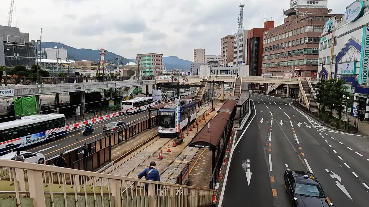 Nagasaki Japan cityscape and modern transportation