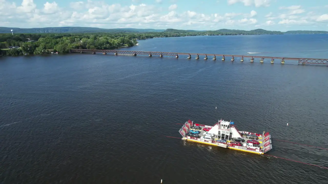 The Merrimac Car Ferry crosses the Wisconsin River