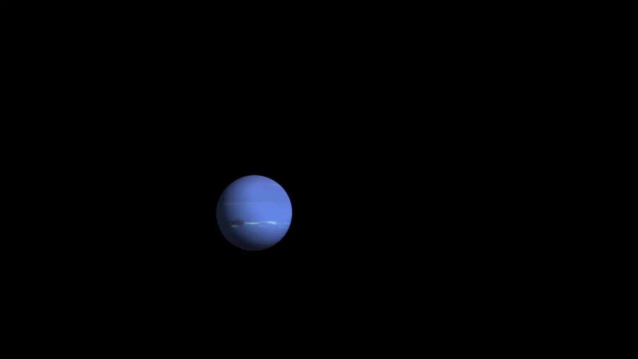 Animation of blue color planet Neptune in the space isolated on black background