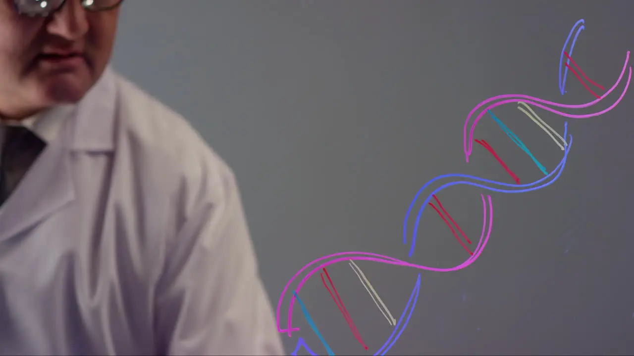 Scientist Drawing The Structure Of Dna