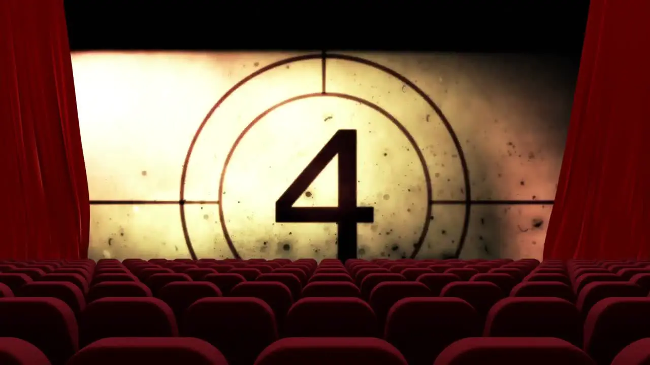 Countdown on empty theater screen 4k