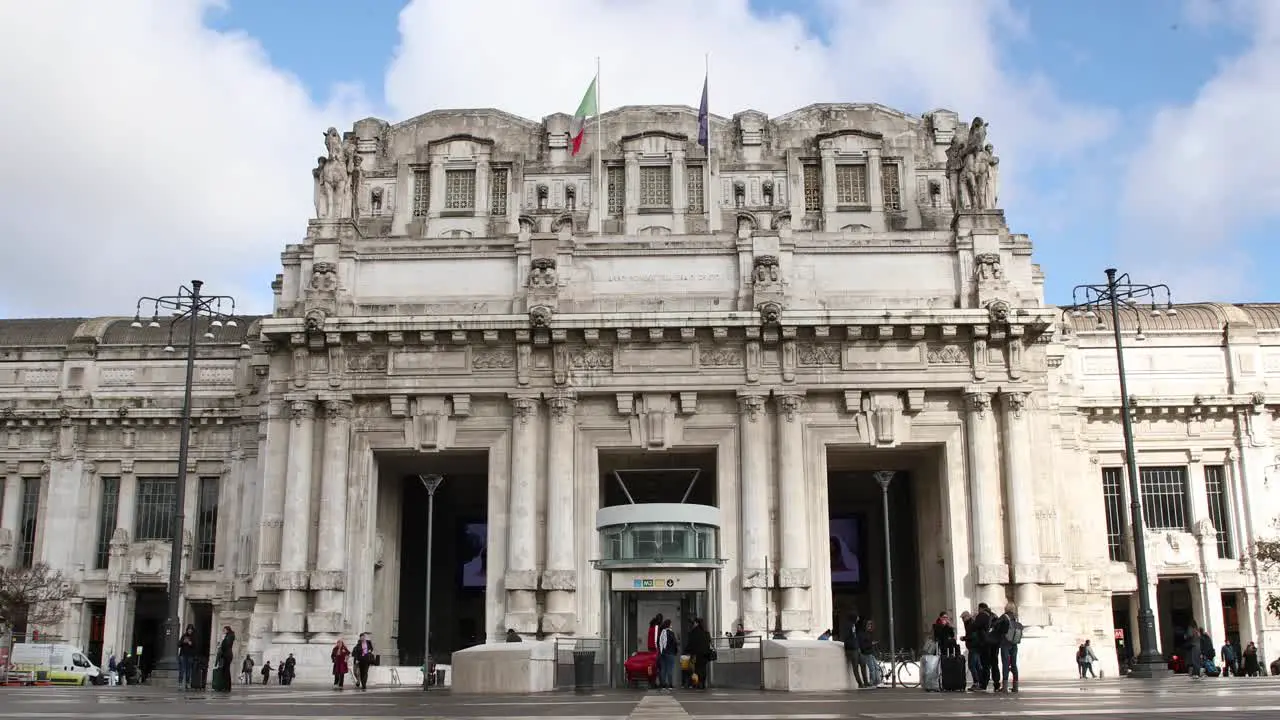 Timelapse of Milan Central Station in Italy 4k