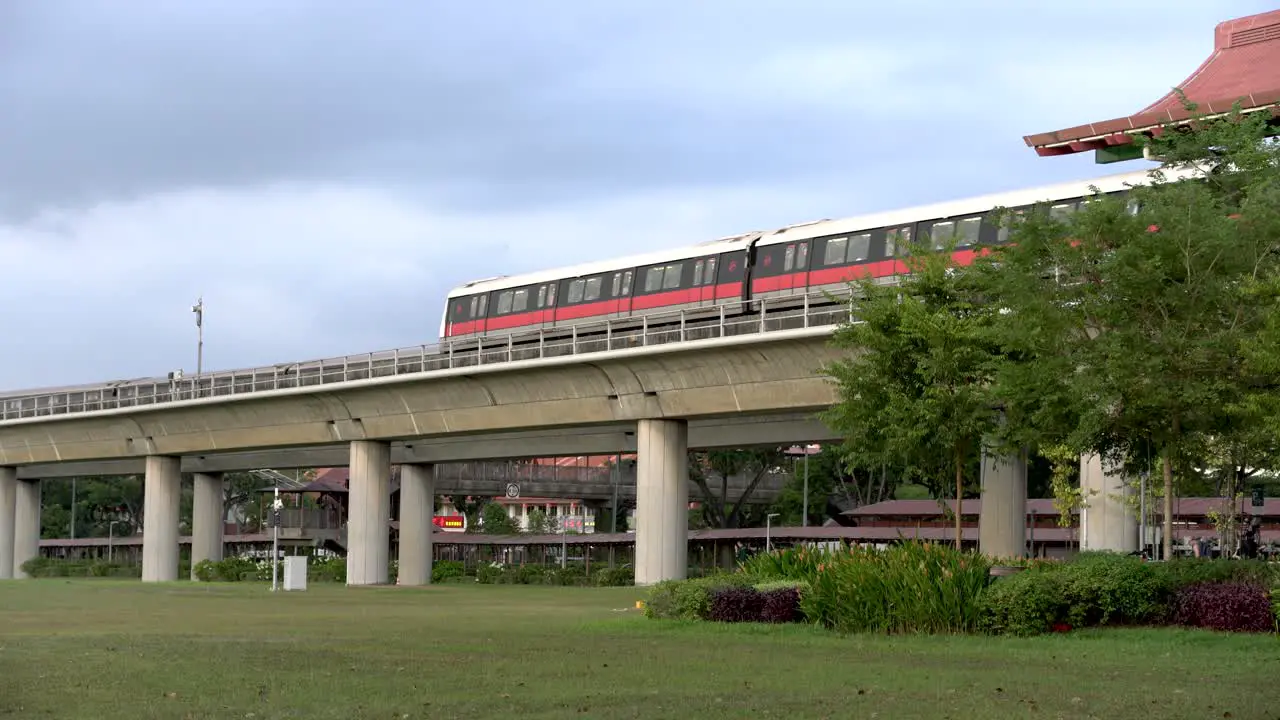 view of a MRT train leaving Chinese Gardens station Singapore