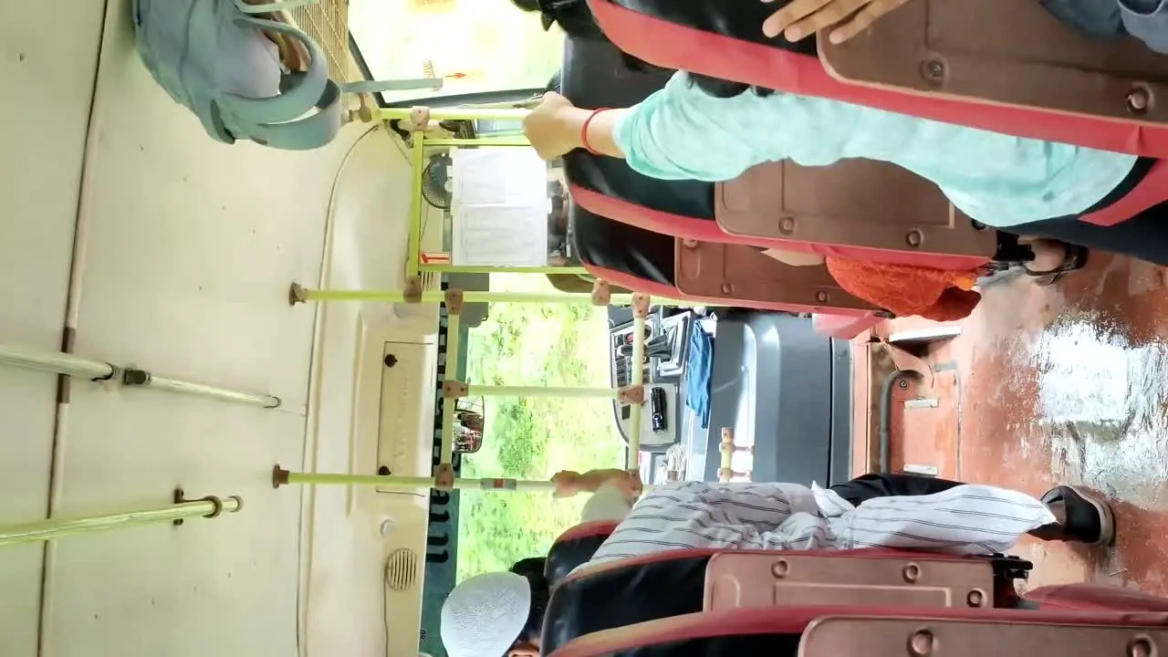 motion shot of people riding the bus