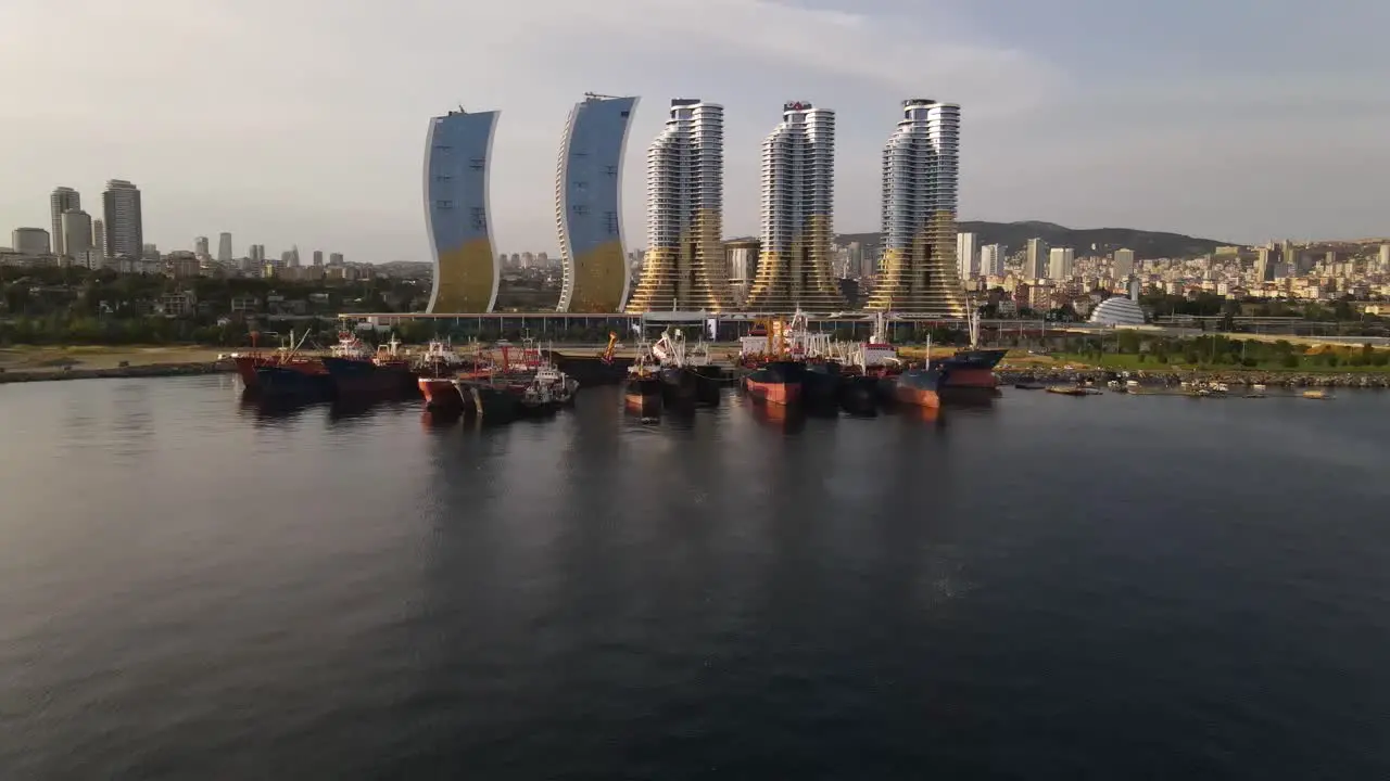 Skyscapers Behind Ship Harbor