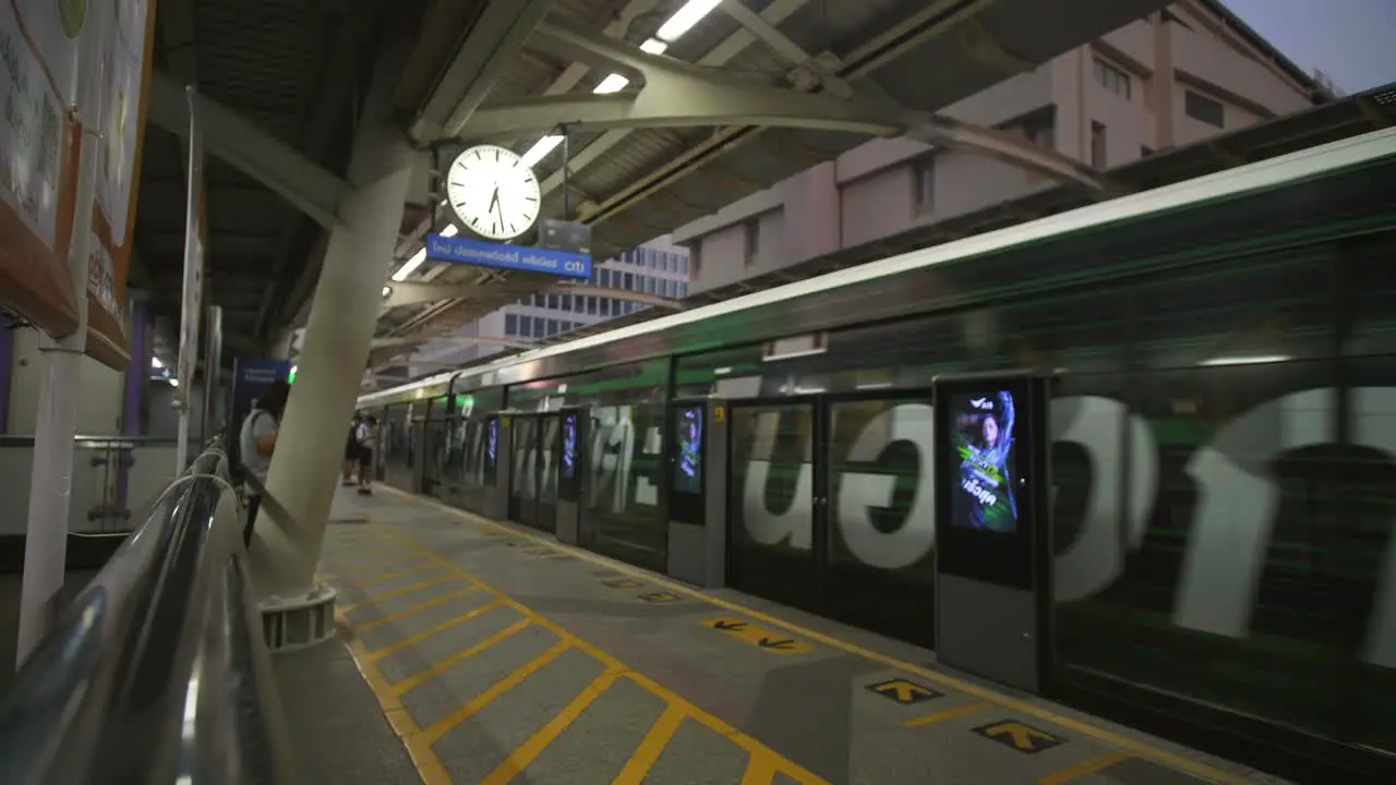 Bangkok Metro Train Arriving at Station