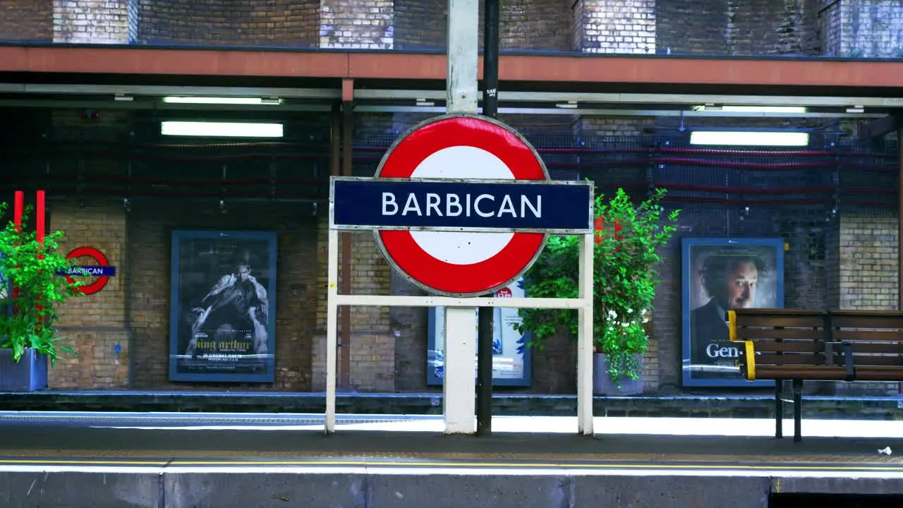 LONDON MAY 2017 Platform at Barbican tube station City of London London EC2