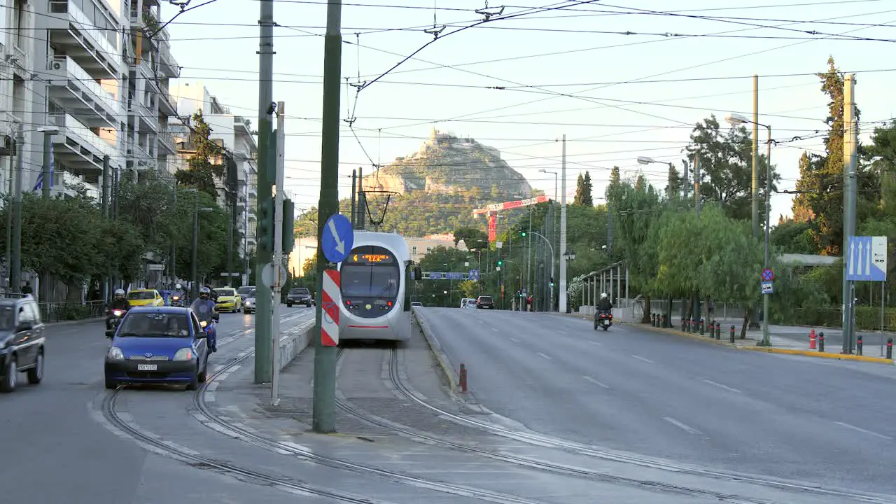 Tram Moving in Athens