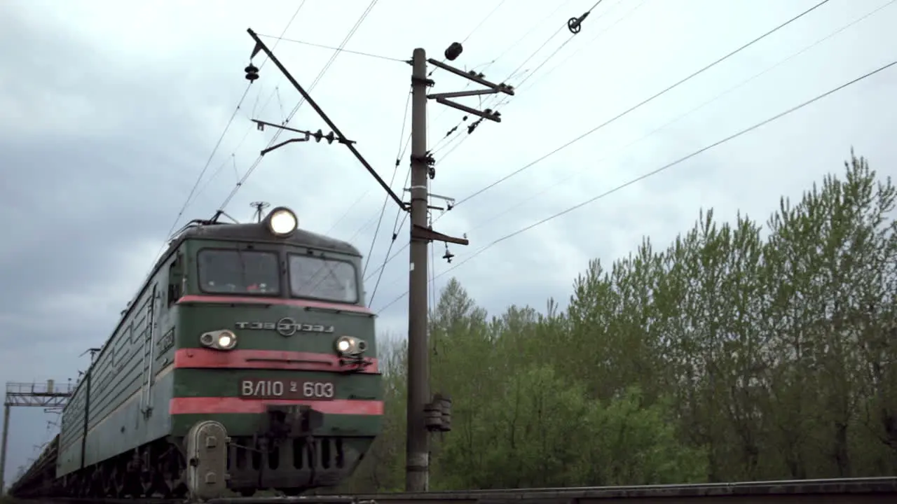 Freight train shot from low angle