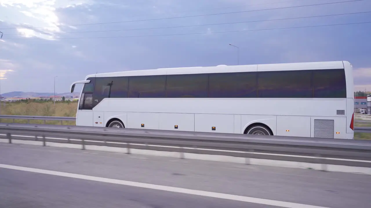 The bus goes on the highway