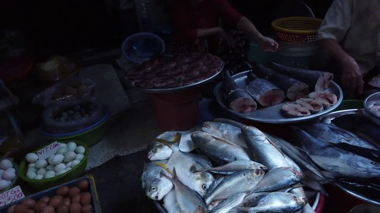 Selling fish in Vietnamese street market