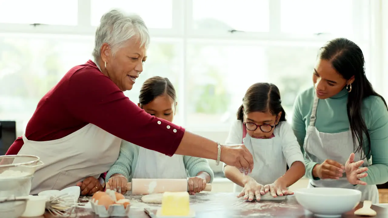 Cooking food and baking with big family