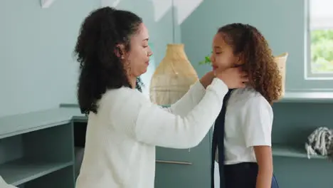 Black family education and uniform with a mother