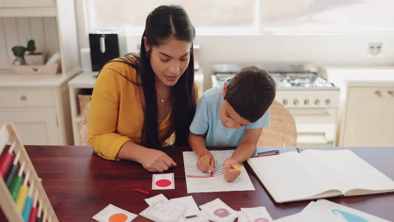 Mother support or child drawing in books