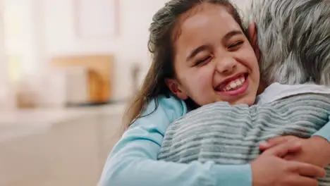 Girl running to hug grandmother for love