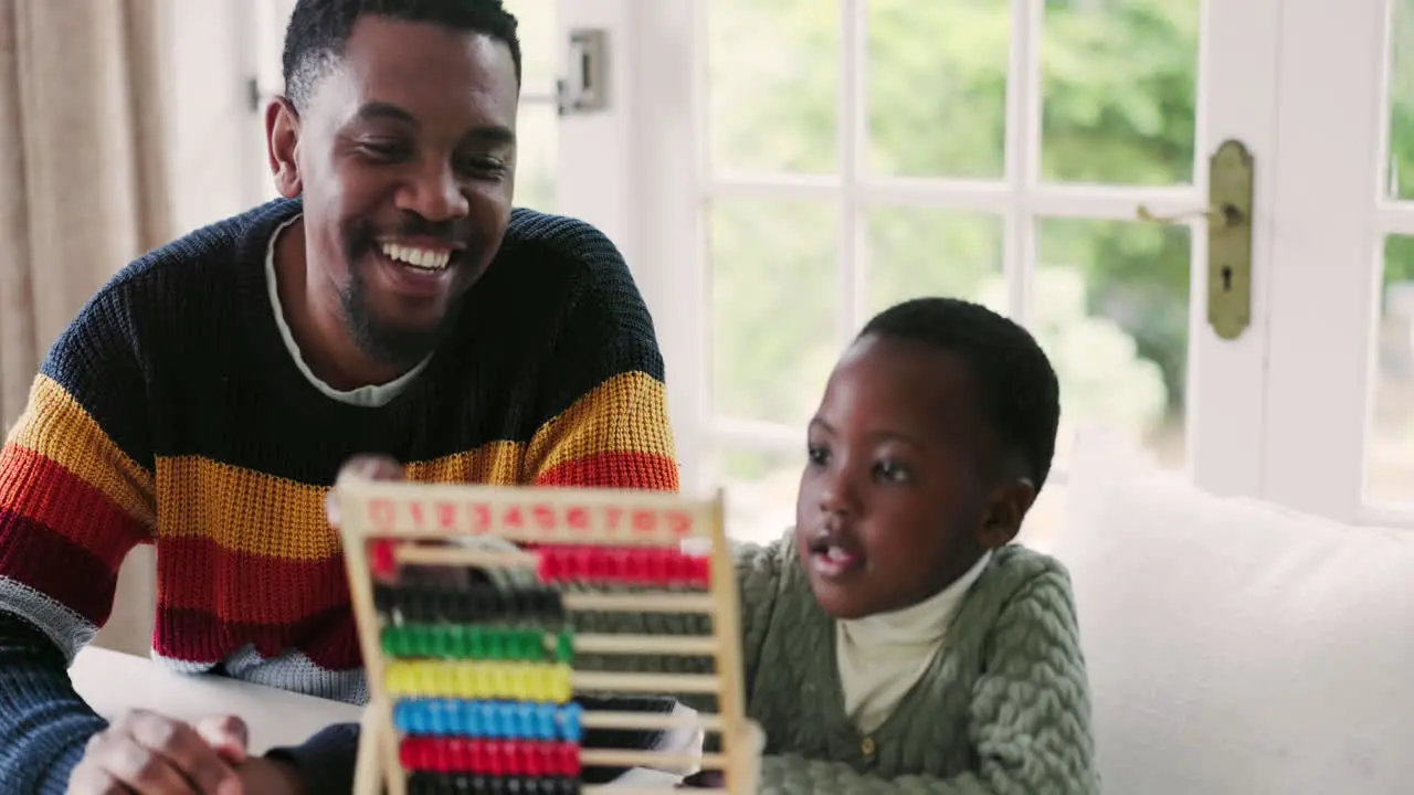 Black family abacus and father with kid