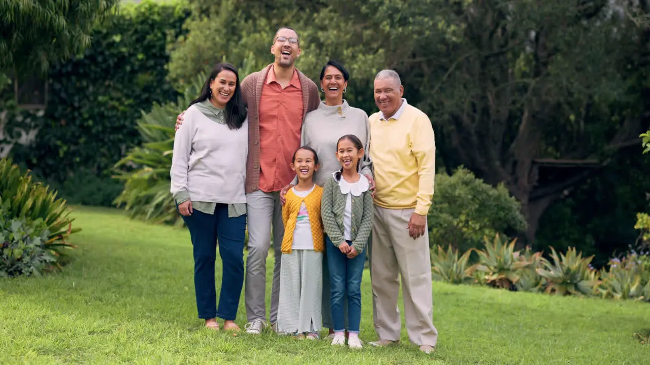 Happy family park and portrait outdoor in nature