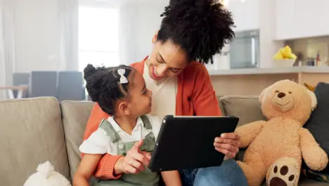 Tablet learning and black family on education app