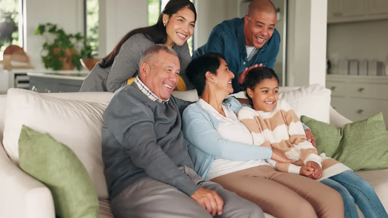 Grandparents relax and happy family together