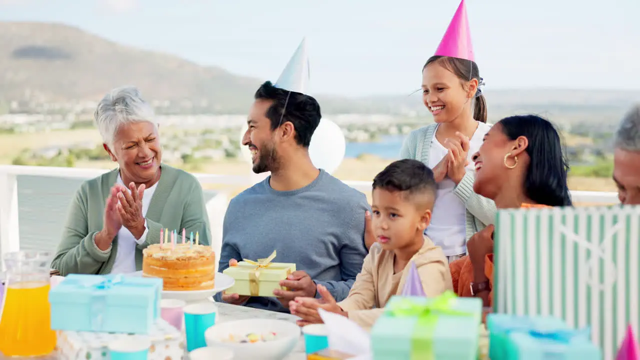 Celebration birthday and big family at an outdoor