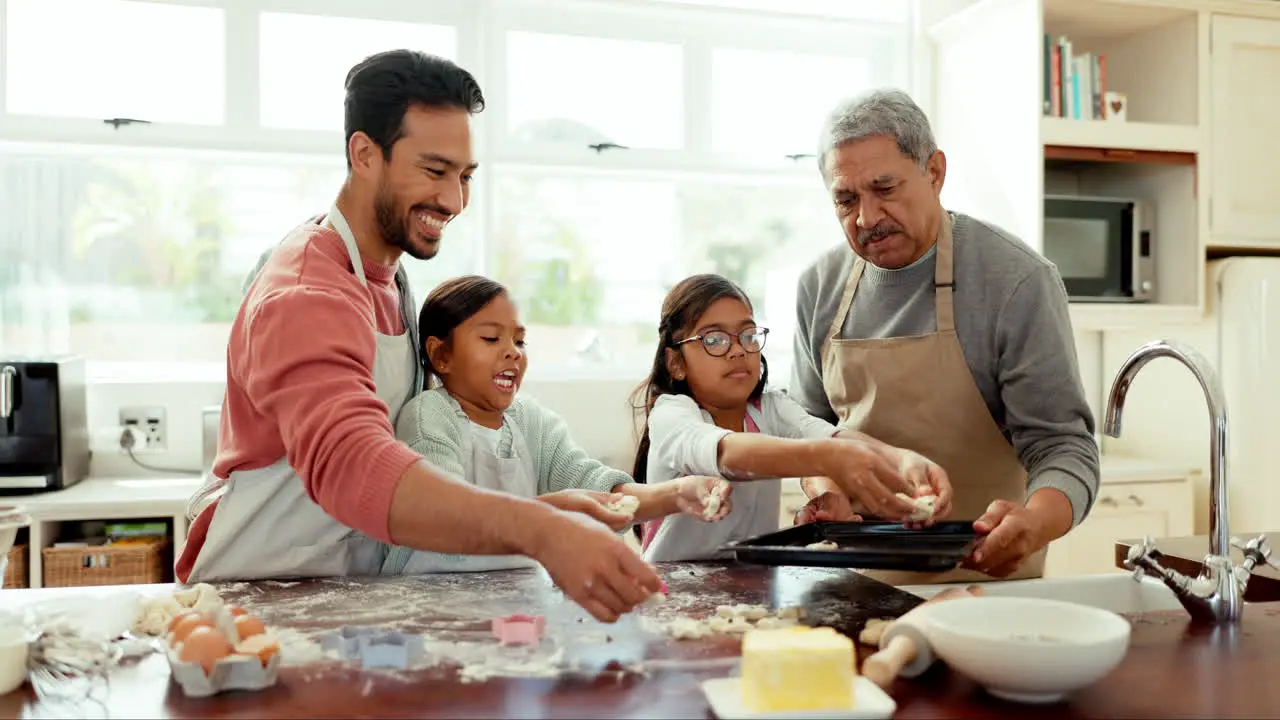 Cooking teaching and baking with big family