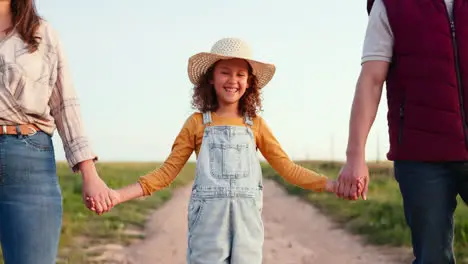 Agriculture farming and family holding hands