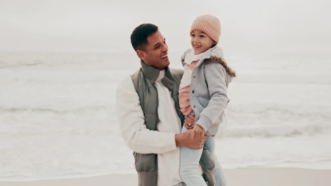 Beach nature and happy family