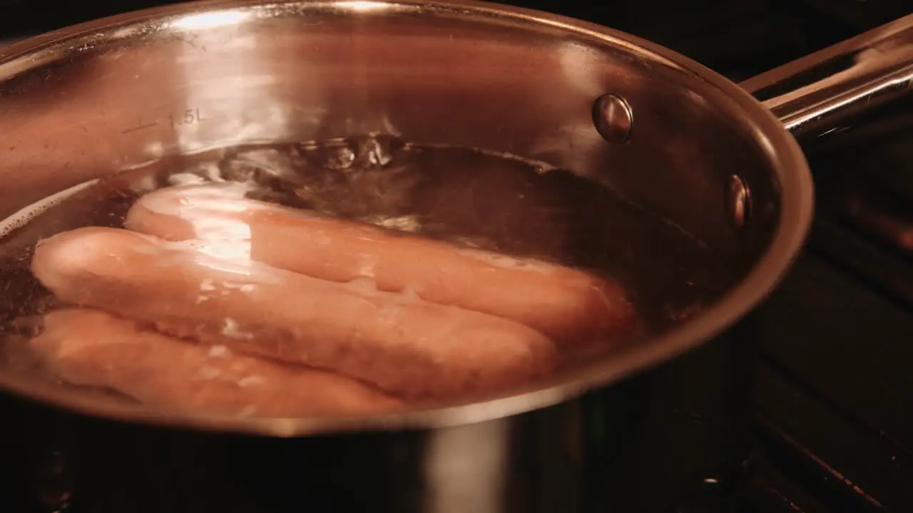 PlantBased HotDogs Boiling and Cooking in Water