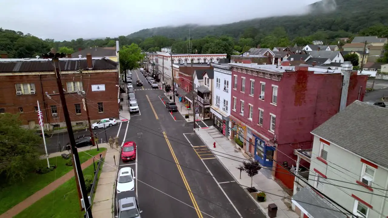 aerial pullout highland falls new york small town america