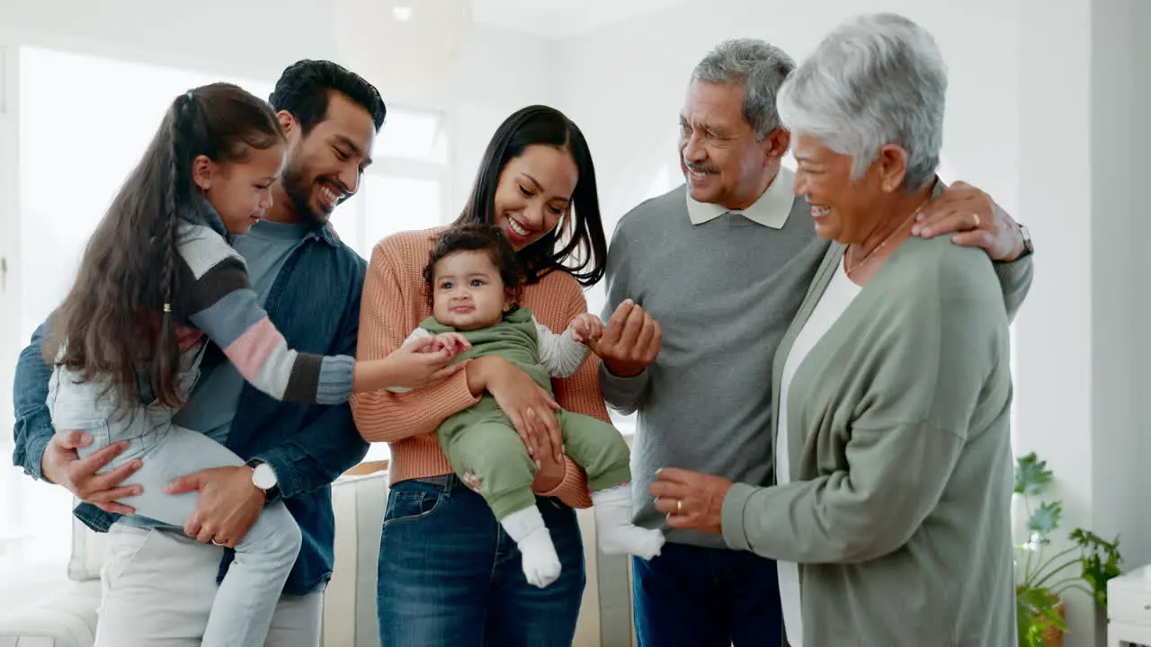 Happy family children and grandparents together