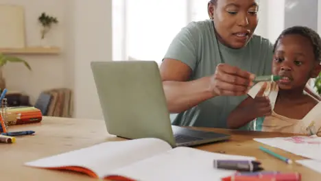 Black family learning and girl with education