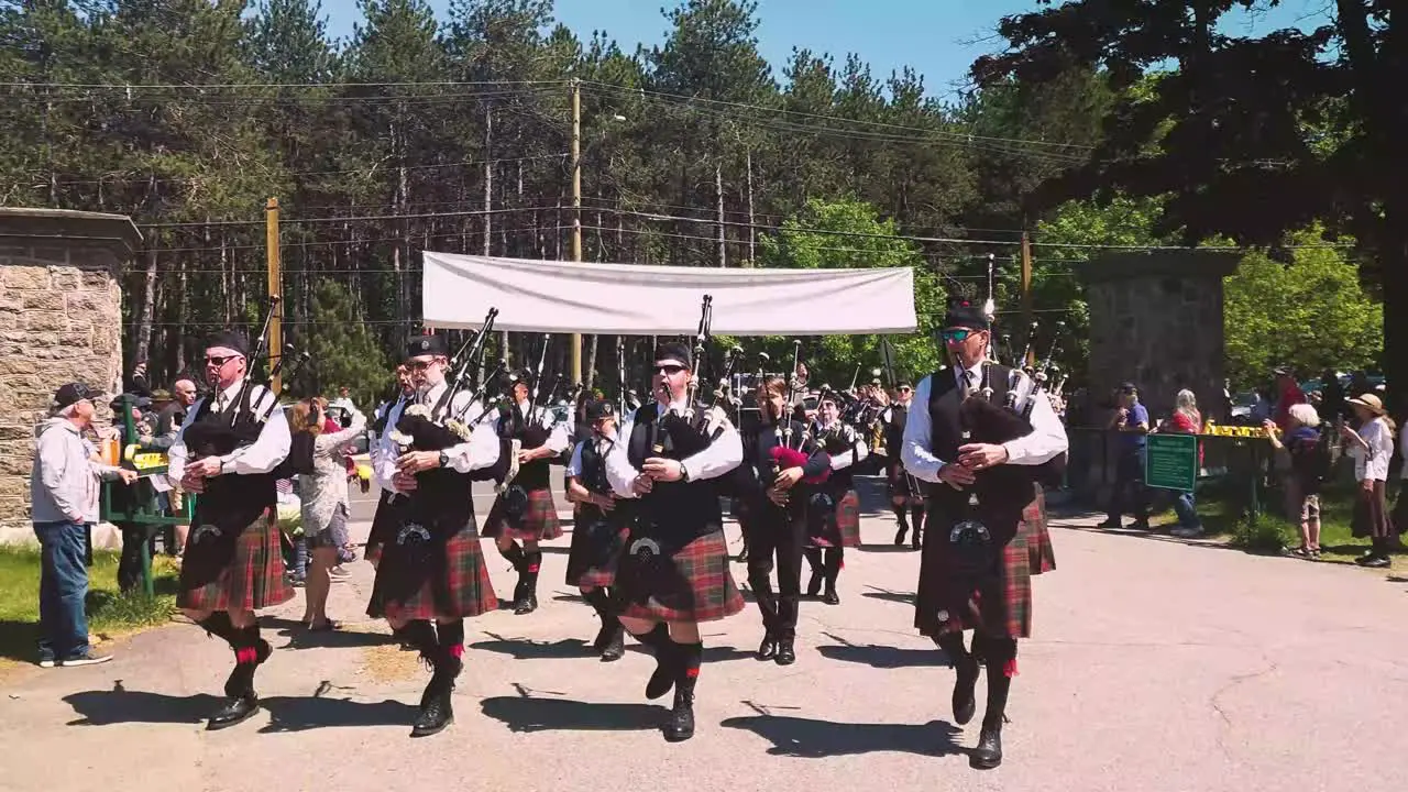 Bagpipers play at Memorial Day parade Portland Maine