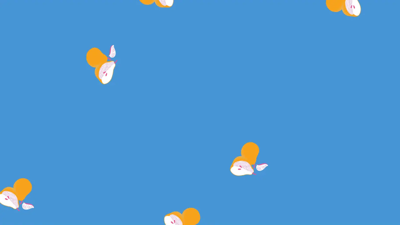 Animation of pears moving on blue background