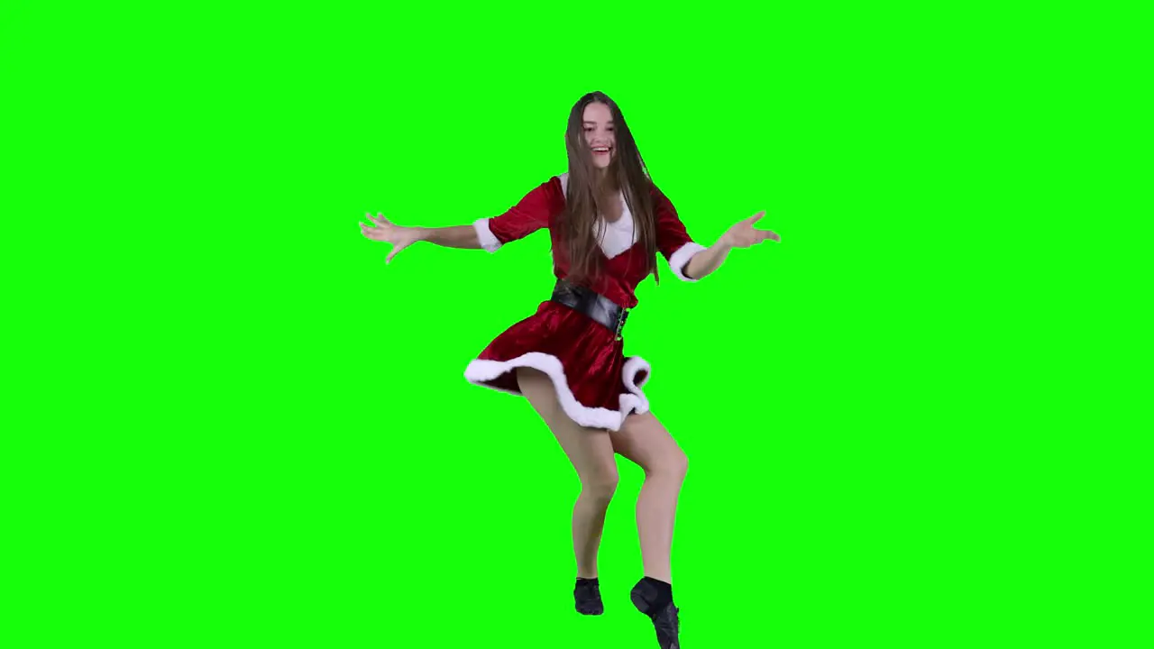 Fast and energetic dancer Christmas Santa Claus dress sexy female disco party modern dance