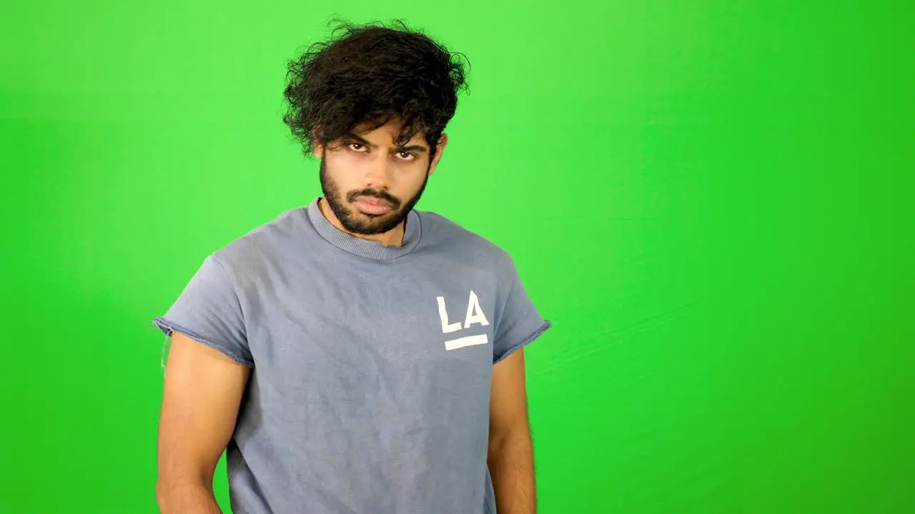 indian male model with green screen green background