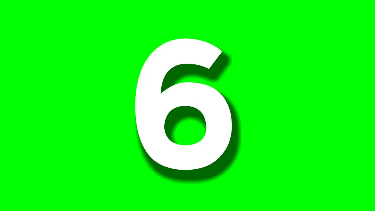 Number six 6 cartoon animation green screen