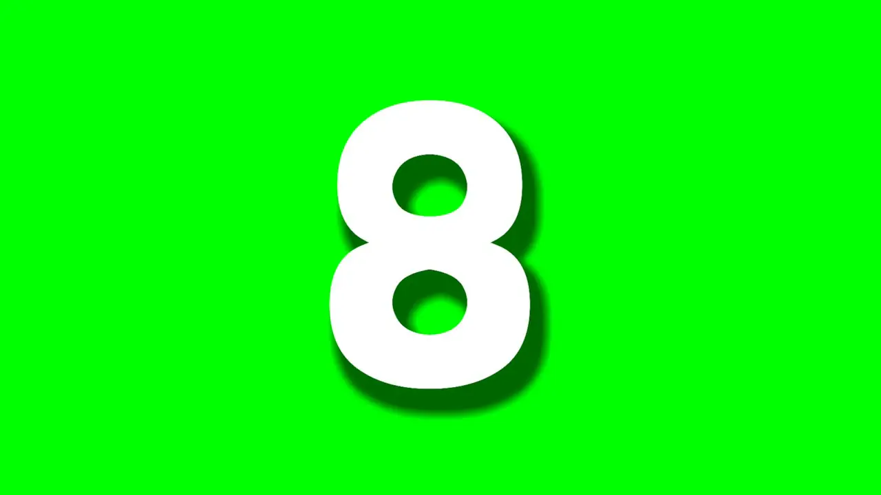 Number eight 8 cartoon animation green screen