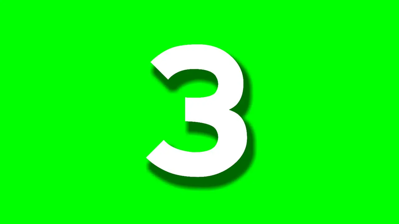 Number three 3 cartoon animation green screen