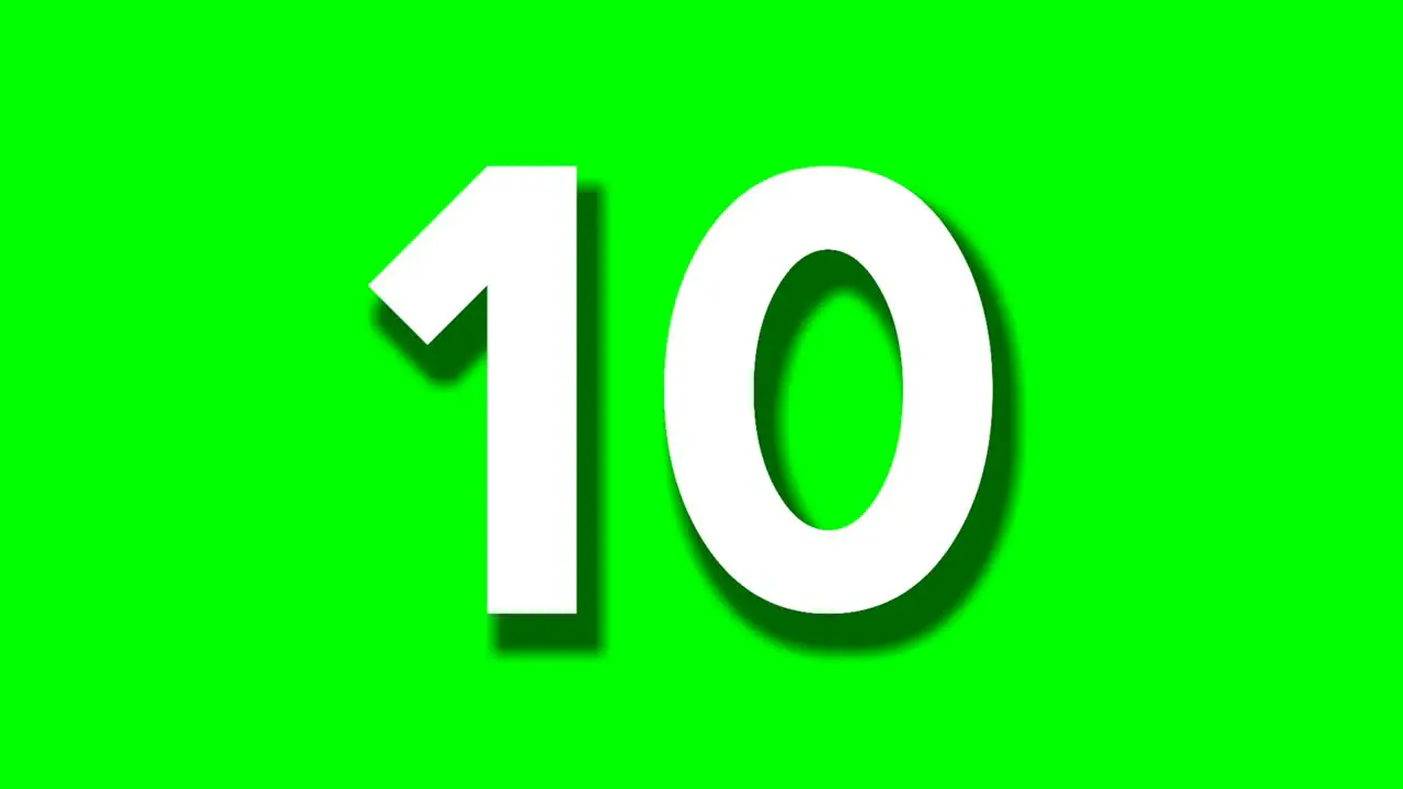 Number ten 10 cartoon animation green screen