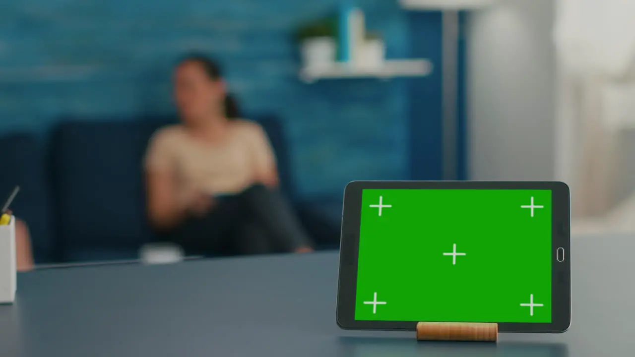 Laptop computer with mock up green screen chroma key display