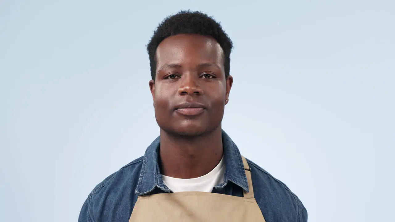 Happy black man and portrait with small business