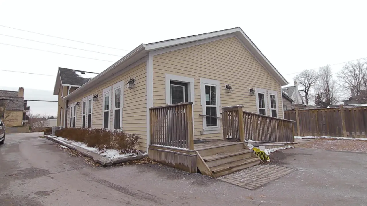 Exterior of a small yellow office