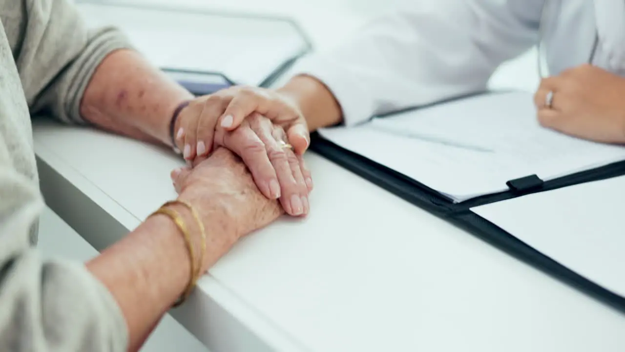 Closeup hands and doctor with a patient