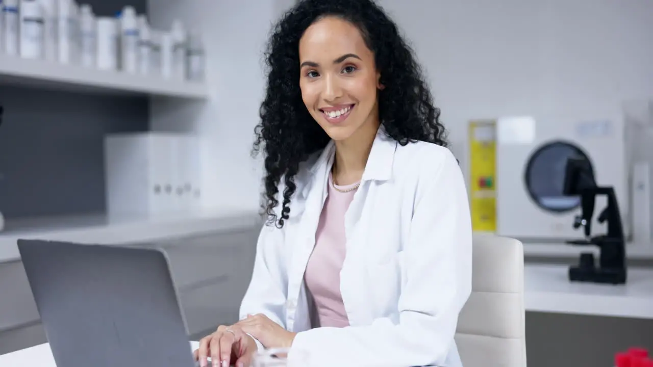 Face medical research and woman in lab