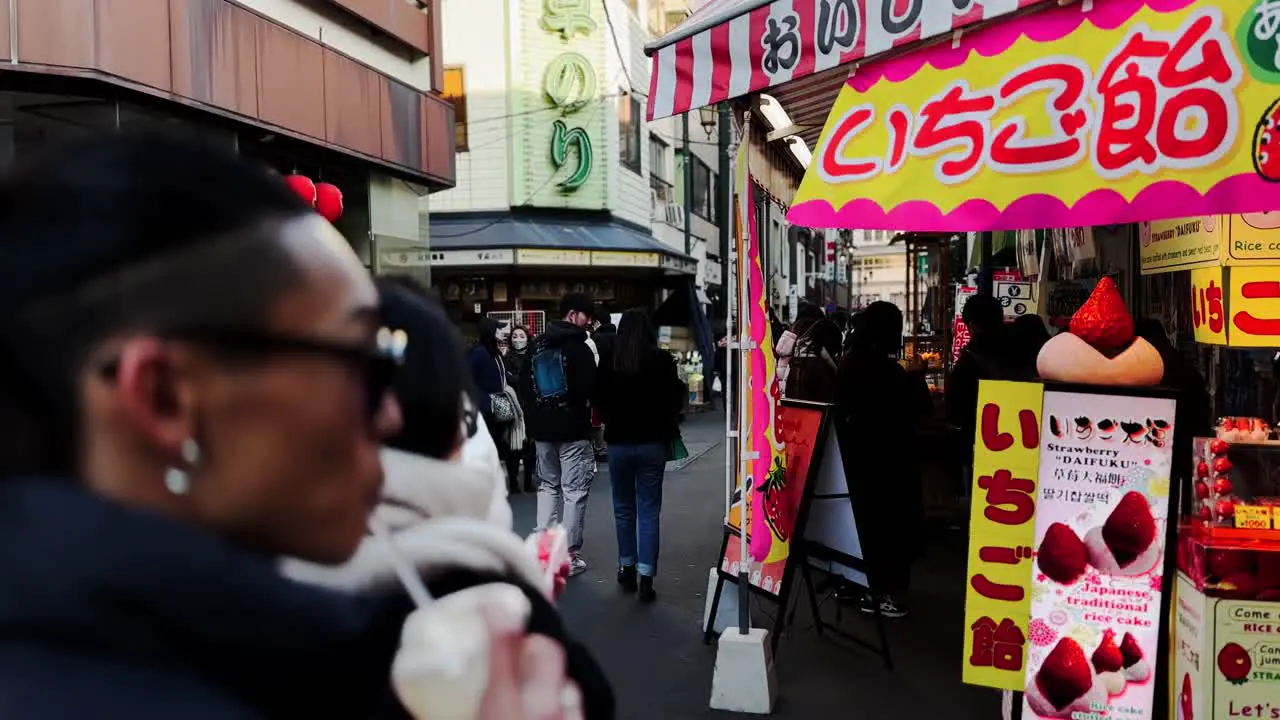 Busy Downtown Asakusa District Motion of People Japan