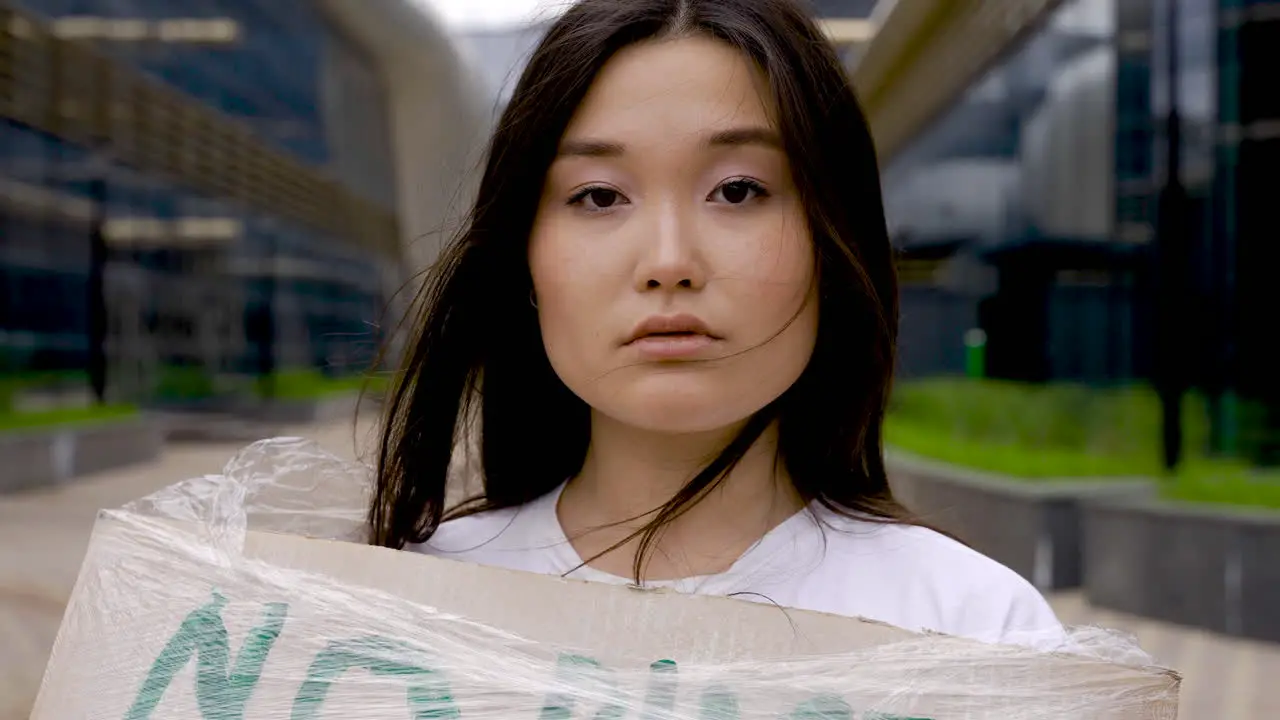 Close Up Of An Girl Wrapped In Plastic Film