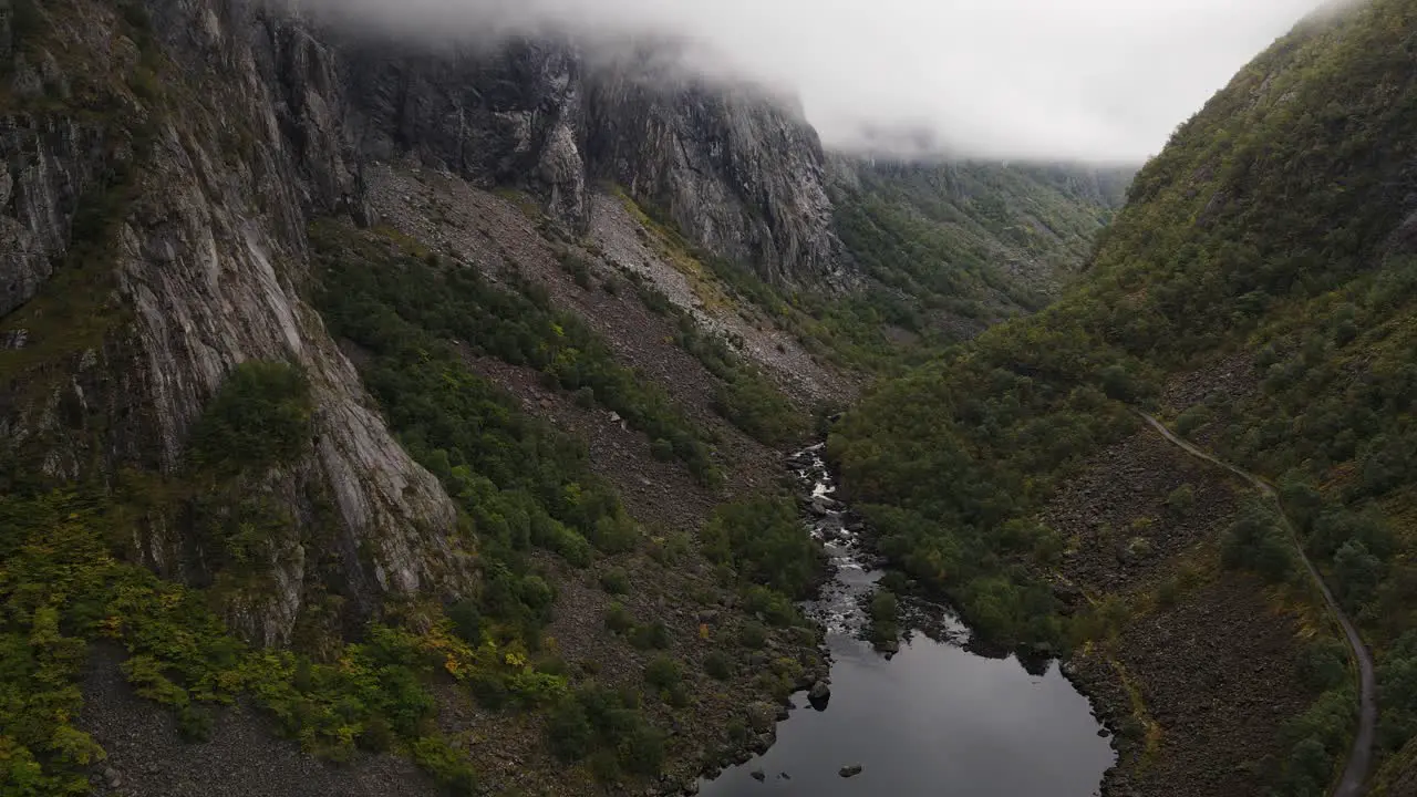 Areal footage of beautiful valley in Western Norway