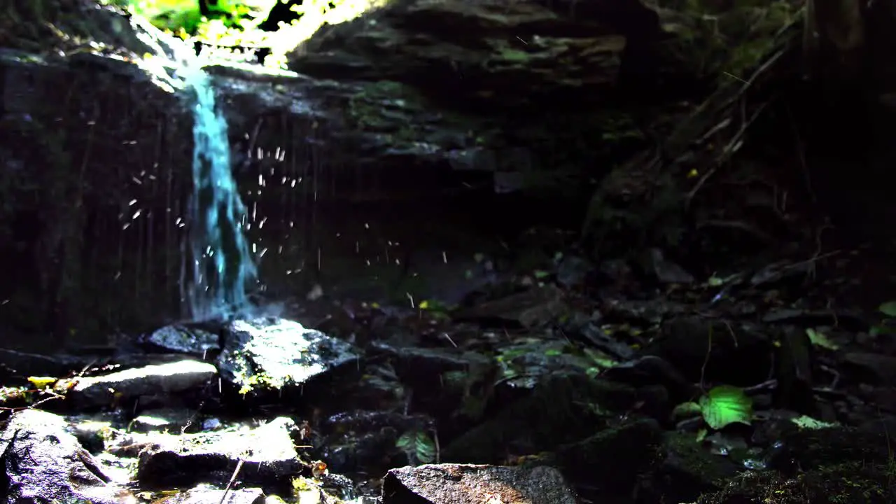 Beautiful Calming Small Natural waterfall in the wild near Lady Bower Reservoir In Peak District England